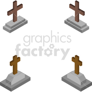 graveyard tombstone grave cemetery isometric cross