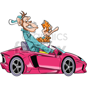 cartoon ape eating chicken tenders in lambo clipart clipart. Commercial use image # 416851