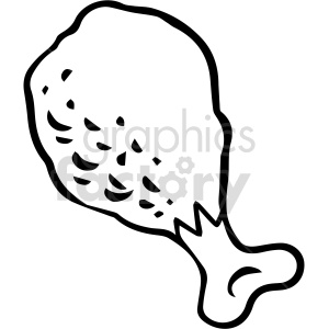 clipart - black and white chicken leg vector clipart.