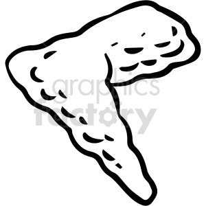 clipart - black and white fried chicken wing vector clipart.