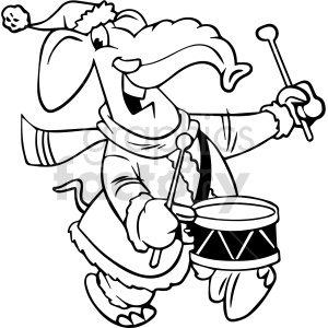 black and white cartoon Santa Elephant clipart clipart. Royalty-free image # 416945