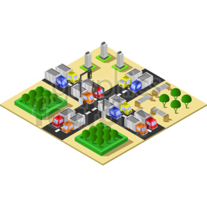 vehicles traffic city intersection isometric