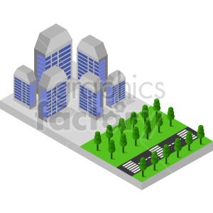modern buildings isometric vector graphic clipart.