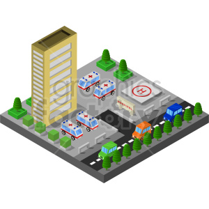 large hospital isometric vector graphic clipart.