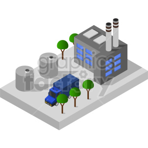 isometric factory building vector graphic clipart.