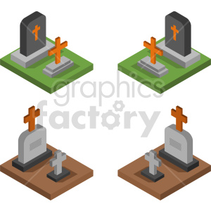 clipart - tombstones isometric vector graphic.