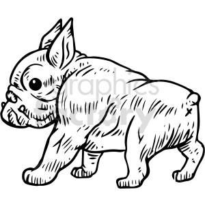black and white frenchie dog profile clipart