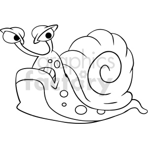 black and white cartoon snail clipart
