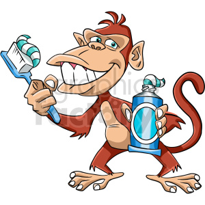 cartoon clipart ape holding tootbrush .