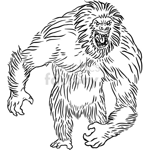 black and white yeti vector clipart clipart. Royalty-free image # 417795