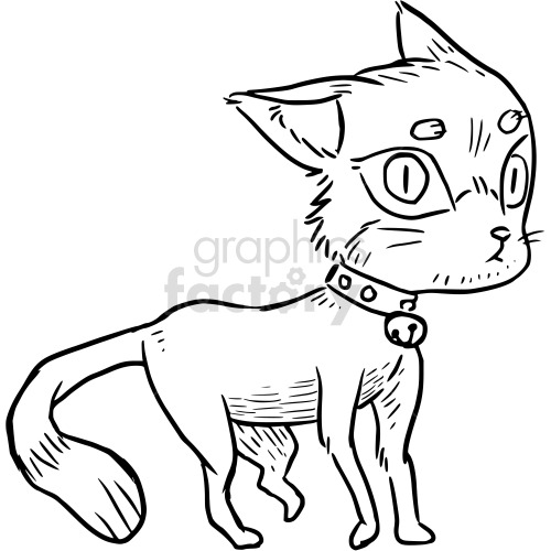 black and white cat vector clipart clipart. Royalty-free image # 417816