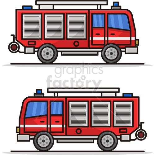 red fire truck vector graphic clipart.