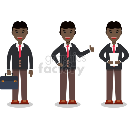 cartoon black business guys vector clipart bundle