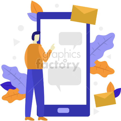 mobile messaging vector graphic illustration clipart.