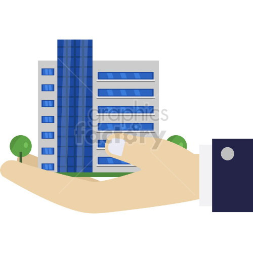 hand holding office building clipart