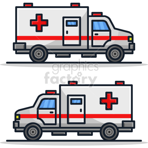 ambulance emergency vehicle clipart set .