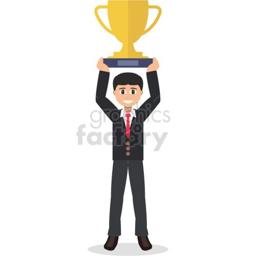 person holding large trophy vector graphic clipart. Commercial use image # 418460