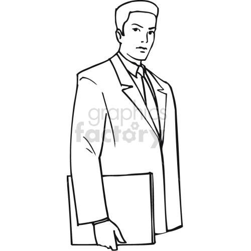 lawyer holding briefcase black white clipart.