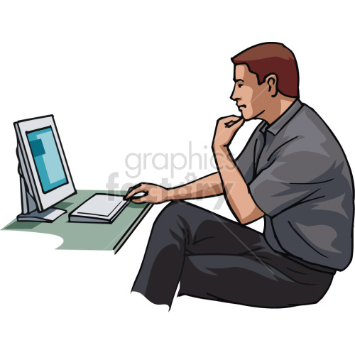 man using computer clipart.