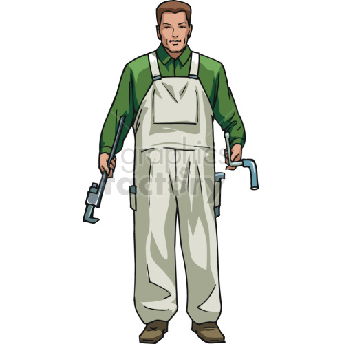 plumber standing with tools clipart. Commercial use image # 418528
