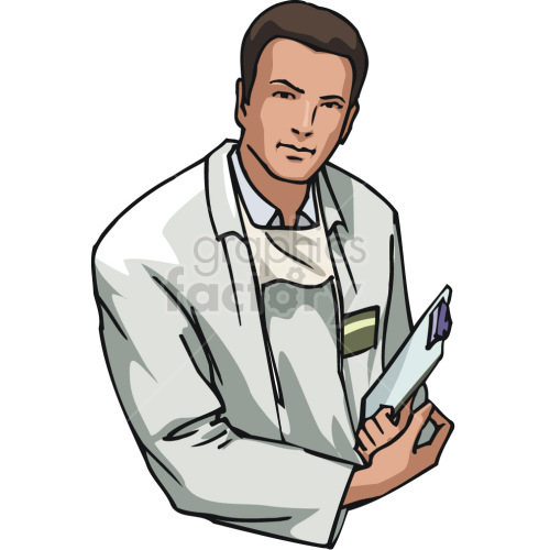 doctor holding medical charts clipart. Commercial use image # 418543