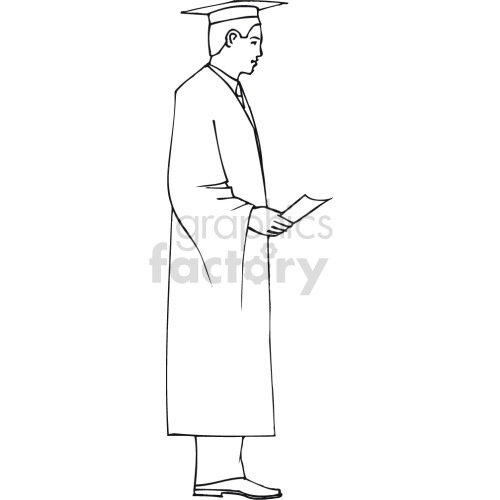 man graduating black white clipart. Commercial use image # 418564