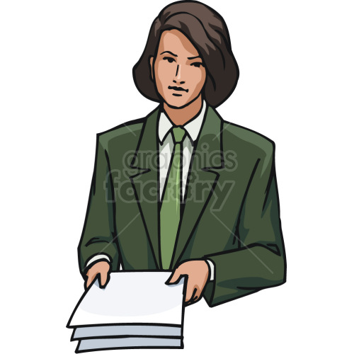female lawyer holding case files clipart. Commercial use image # 418657