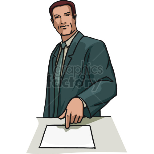 male lawyer pointing at document clipart.