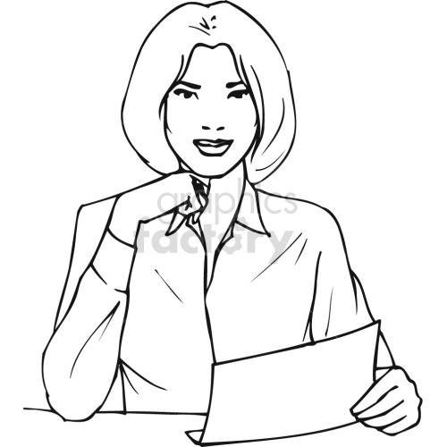 female real estate agent black white clipart. Royalty-free image # 418713
