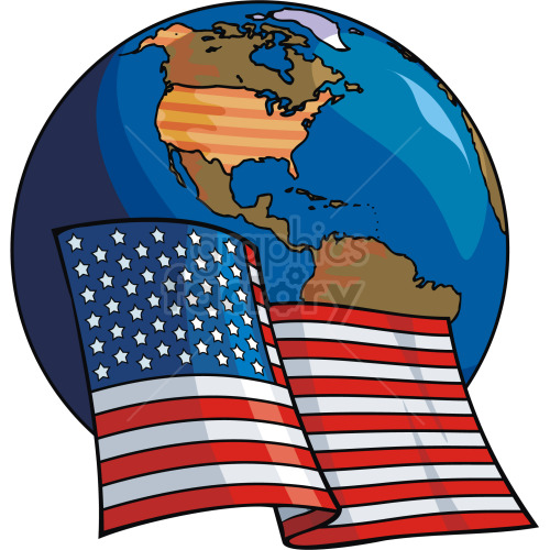 Colored american flag with the earth behind it clipart. Royalty-free image # 142513
