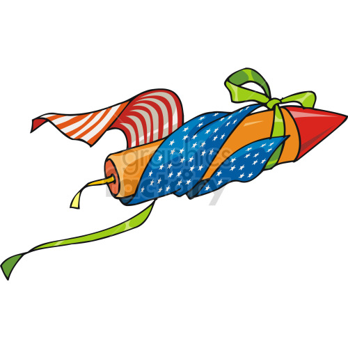 A rocket wrapped in patriotic ribbons clipart. Commercial use image # 142523