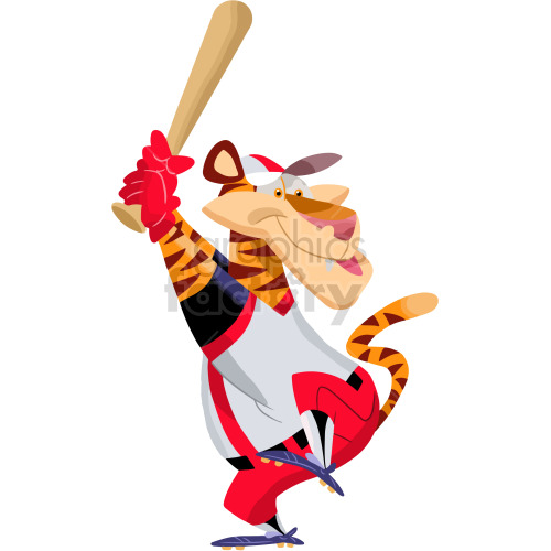 cartoon tiger playing baseball clipart .