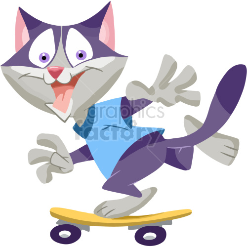 cartoon cat skateboarding clipart