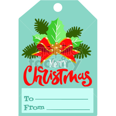 christmas name tag with bow vector clipart