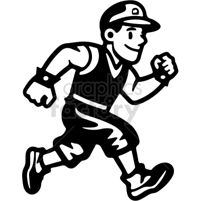 black and white plumber running to work vector clip art