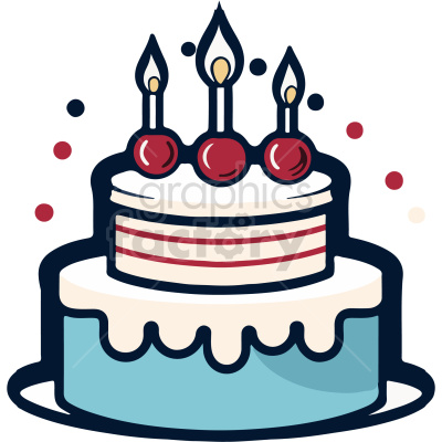 birthday cake with three candles vector clip art