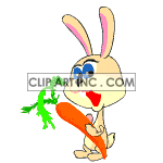 Blinking eye animated easter bunny with carrot clipart. Commercial use image # 119097