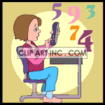 Animated girl taking a math test clipart. Royalty-free image # 119895