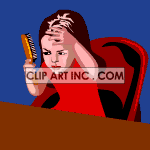 Little girl brushing her hair clipart #157962 at Graphics Factory.