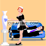 maid flirting with a man animation. Commercial use animation # 121311