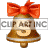 This gif animation shows a bell with a red bow on the top. It has the letter S inside
