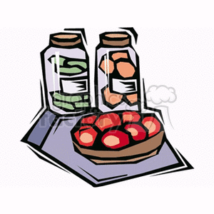 Preserved vegetables in jars