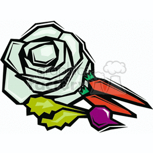 Garden harvest assortment- lettuce, radish, carrots clipart. Royalty-free image # 128777