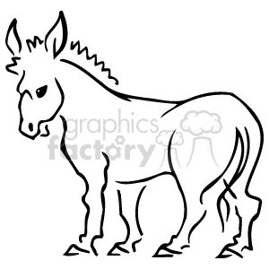 black and white donkey clipart. Royalty-free image # 129394