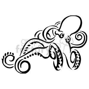 black and white octopus clipart. Commercial use image # 129454