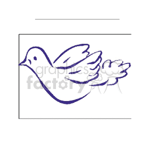 clipart - Silhouette of dove lined in blue.