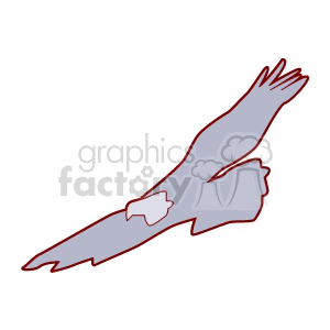 Gray silhouette of eagle soaring clipart.