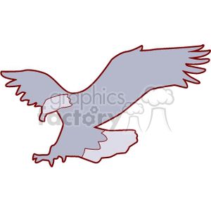 clipart - Gray silhouette of eagle getting ready to land.