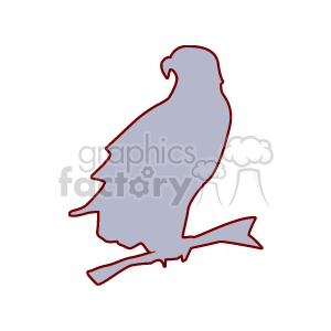 Gray silhouette of eagle perched on a branch clipart. Royalty-free image # 130380