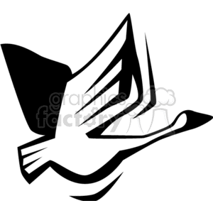 Black and white abstract goose in flight clipart. Commercial use image # 130433